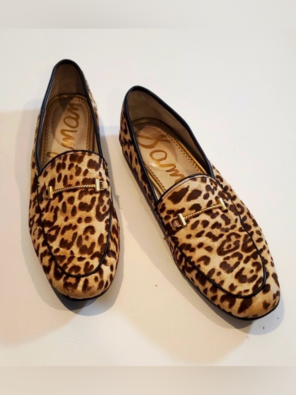 Sam Edelman Loraine Leopard-Print Calf Hair Loafers Sz 7.5M
